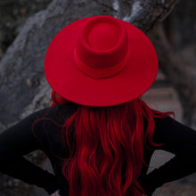 Load image into Gallery viewer, Devilishly Red Wool Front Tie Hat