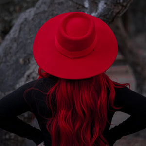 Devilishly Red Wool Front Tie Hat