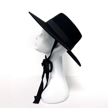 Load image into Gallery viewer, Black Wool Front Tie Hat