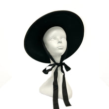 Load image into Gallery viewer, Black Wool Front Tie Hat