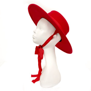 Devilishly Red Wool Front Tie Hat